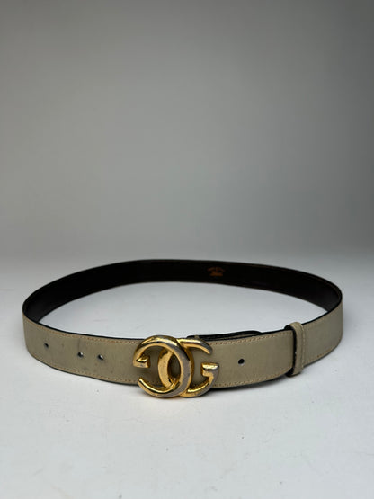 Vintage Gucci GG Leather Belt Grey