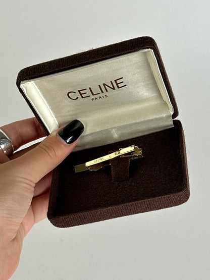 Vintage Celine money Tie clamp silver golden