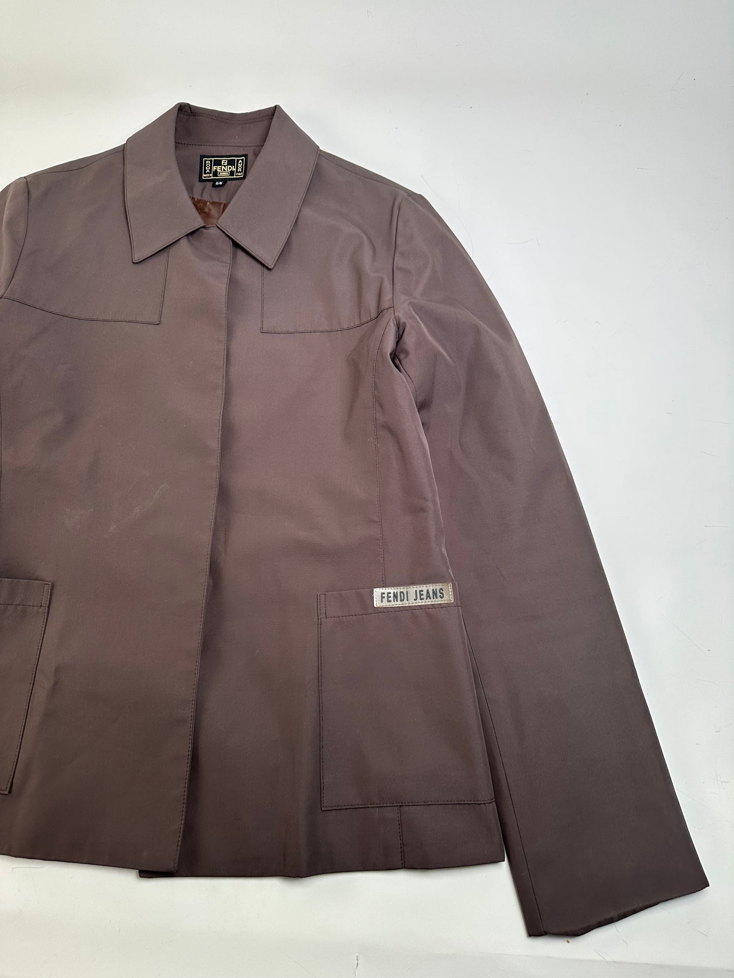 Vintage Fendi Jeans Logo Jacket Brown M