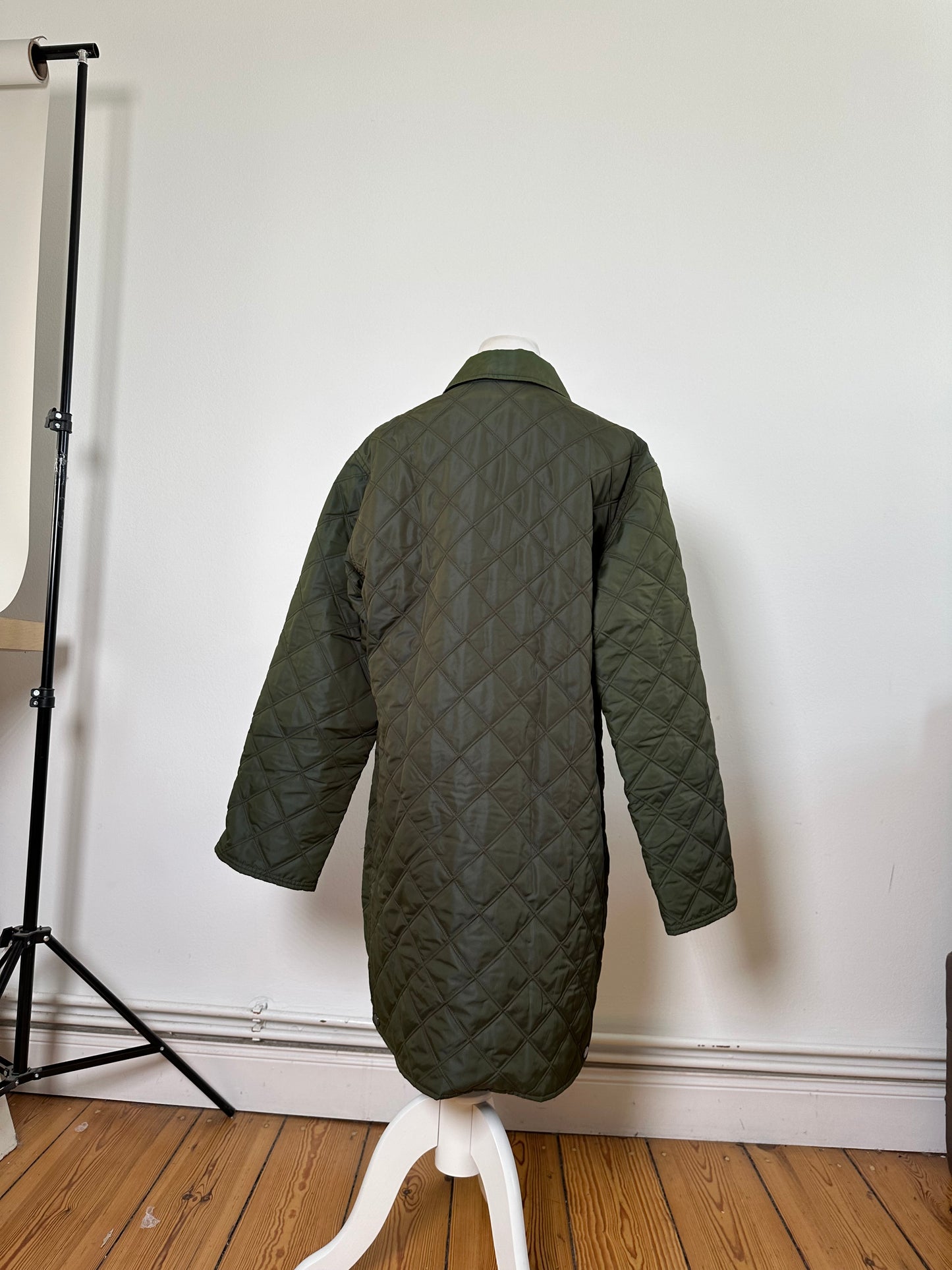 Vintage Ferragamo Nylon Blend Coat Olive Green L