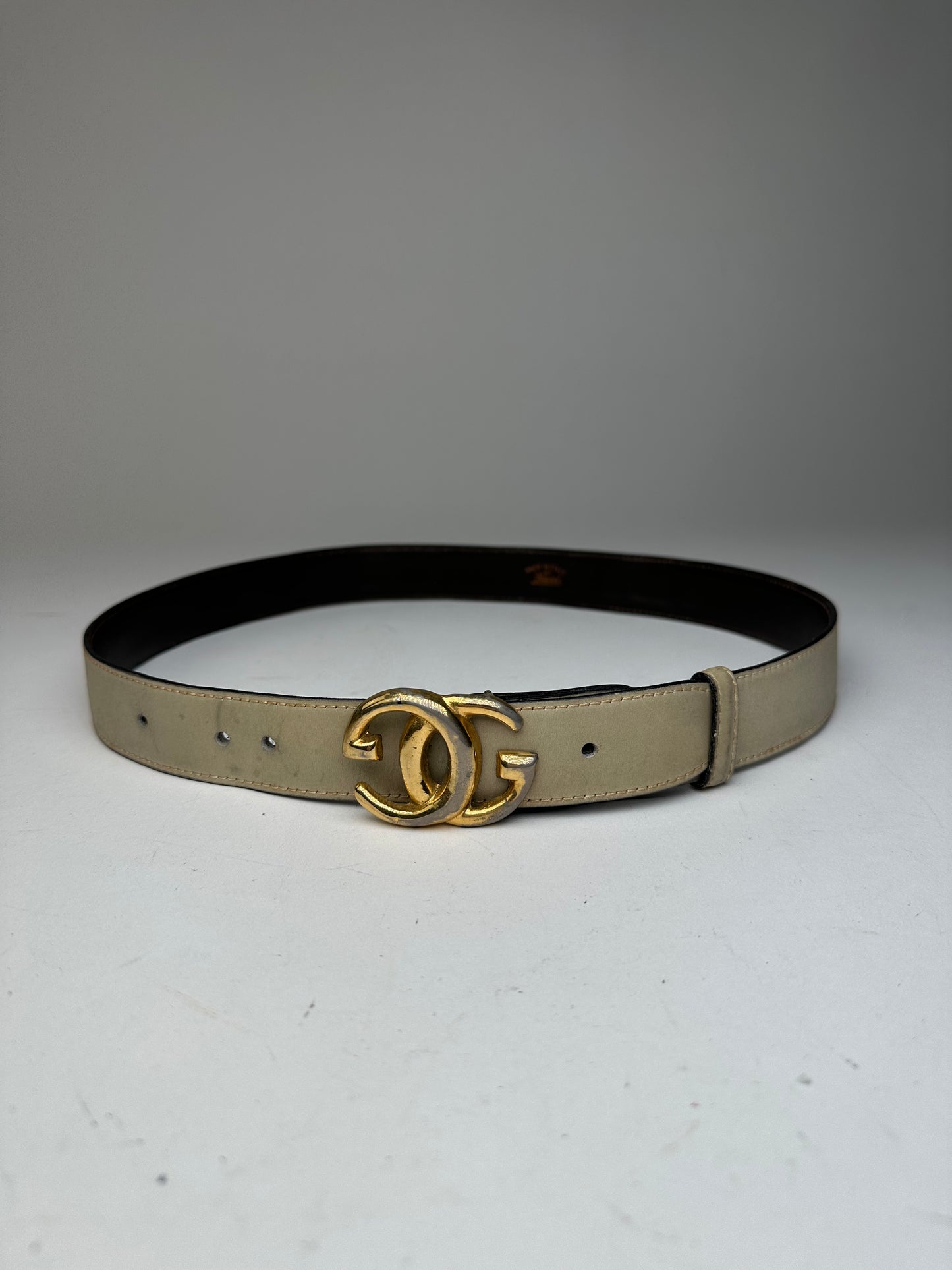Vintage Gucci GG Leather Belt Grey