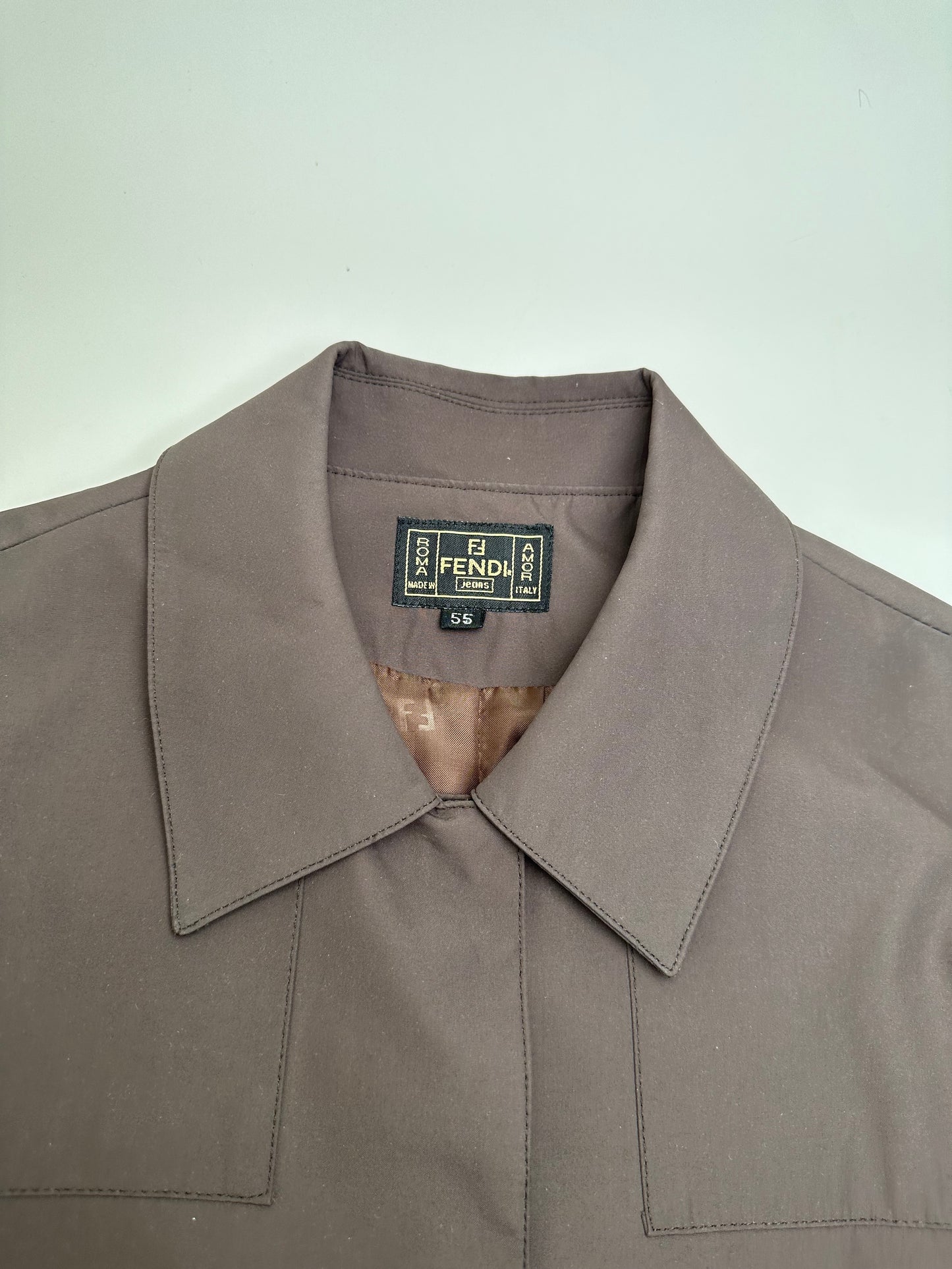 Vintage Fendi Jeans Logo Jacket Brown M