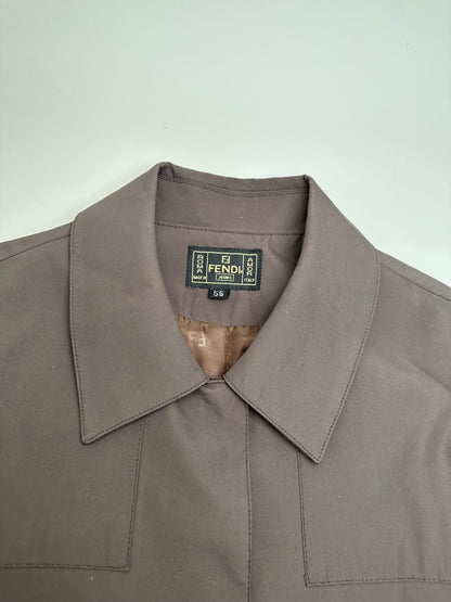 Vintage Fendi Jeans Logo Jacket Brown M