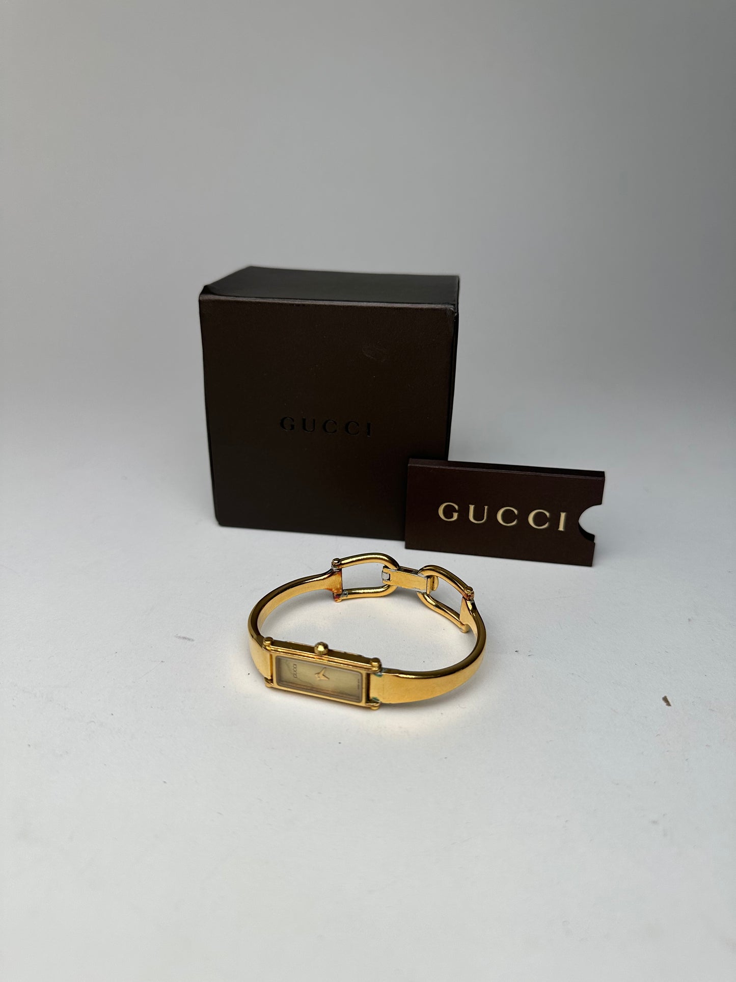 Vintage Gucci 1500L Gold-Plated Horsebit Bangle Quartz Watch