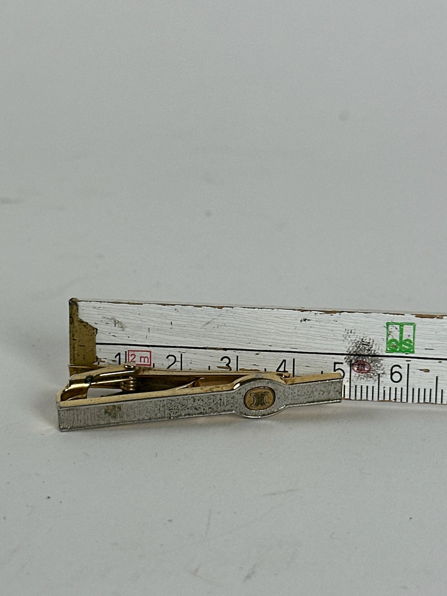 Vintage Celine money Tie clamp silver golden