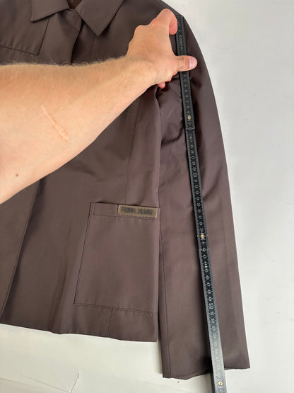 Vintage Fendi Jeans Logo Jacket Brown M