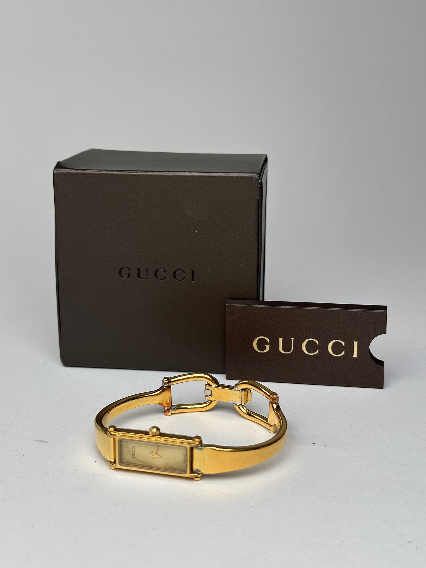 Vintage Gucci 1500L Gold-Plated Horsebit Bangle Quartz Watch