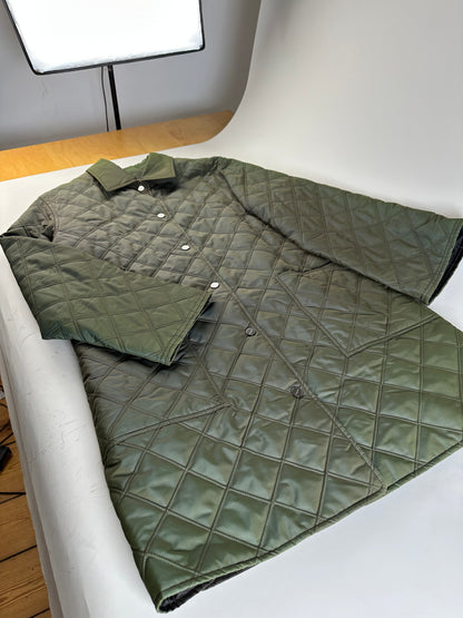Vintage Ferragamo Nylon Blend Coat Olive Green L