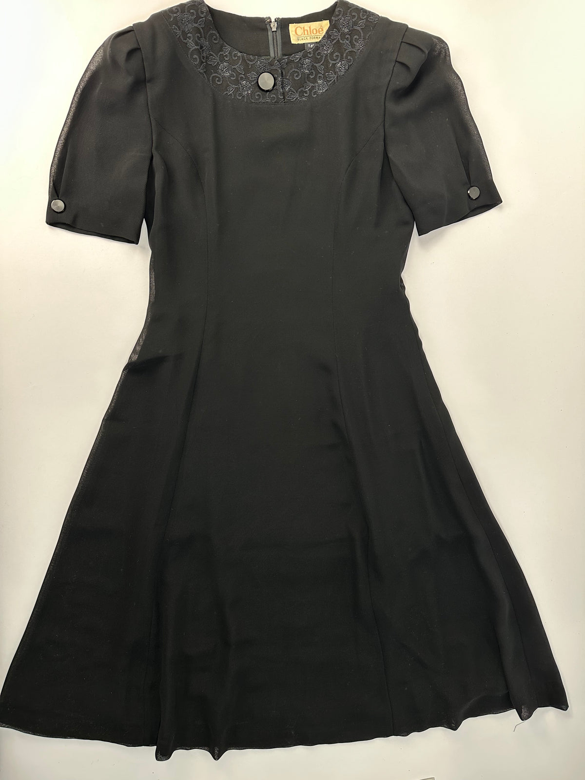 Vintage Chloé Lace Trim Dress Black 7AR