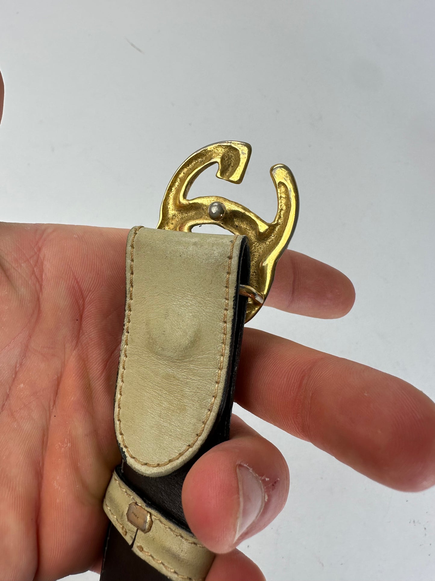 Vintage Gucci GG Leather Belt Grey