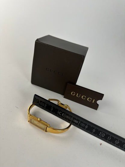 Vintage Gucci 1500L Gold-Plated Horsebit Bangle Quartz Watch