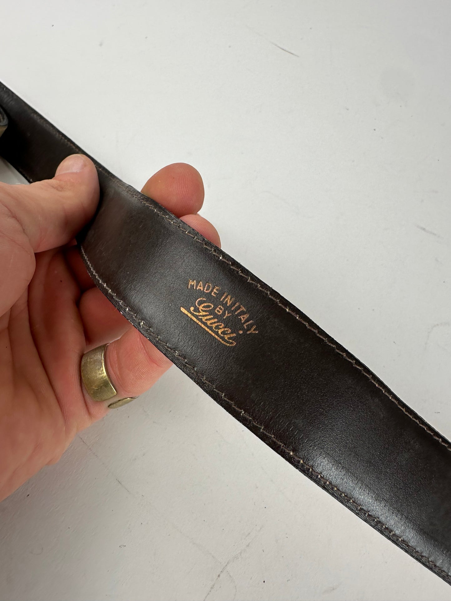 Vintage Gucci GG Leather Belt Grey