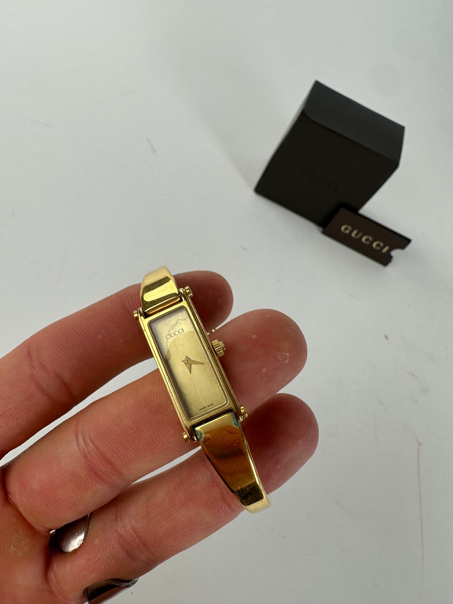 Vintage Gucci 1500L Gold-Plated Horsebit Bangle Quartz Watch