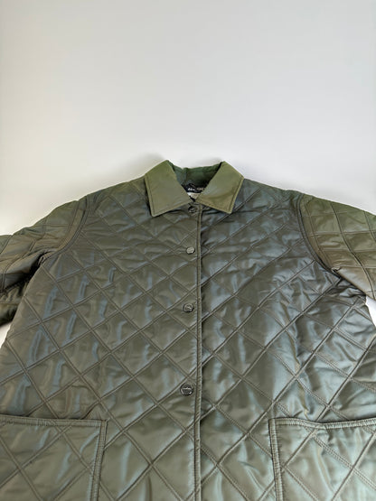 Vintage Ferragamo Nylon Blend Coat Olive Green L