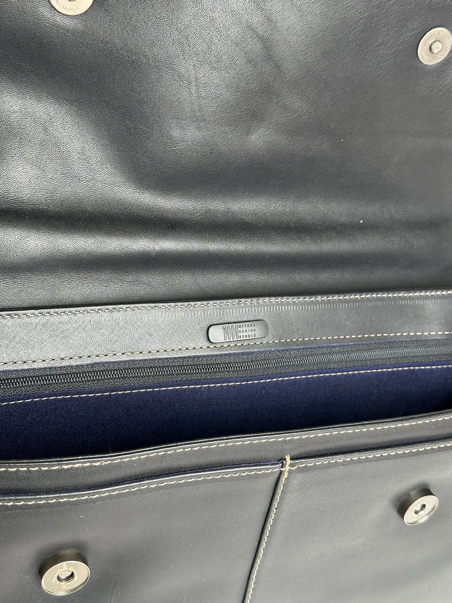 Vintage Issey Miyake Leather Briefcase black