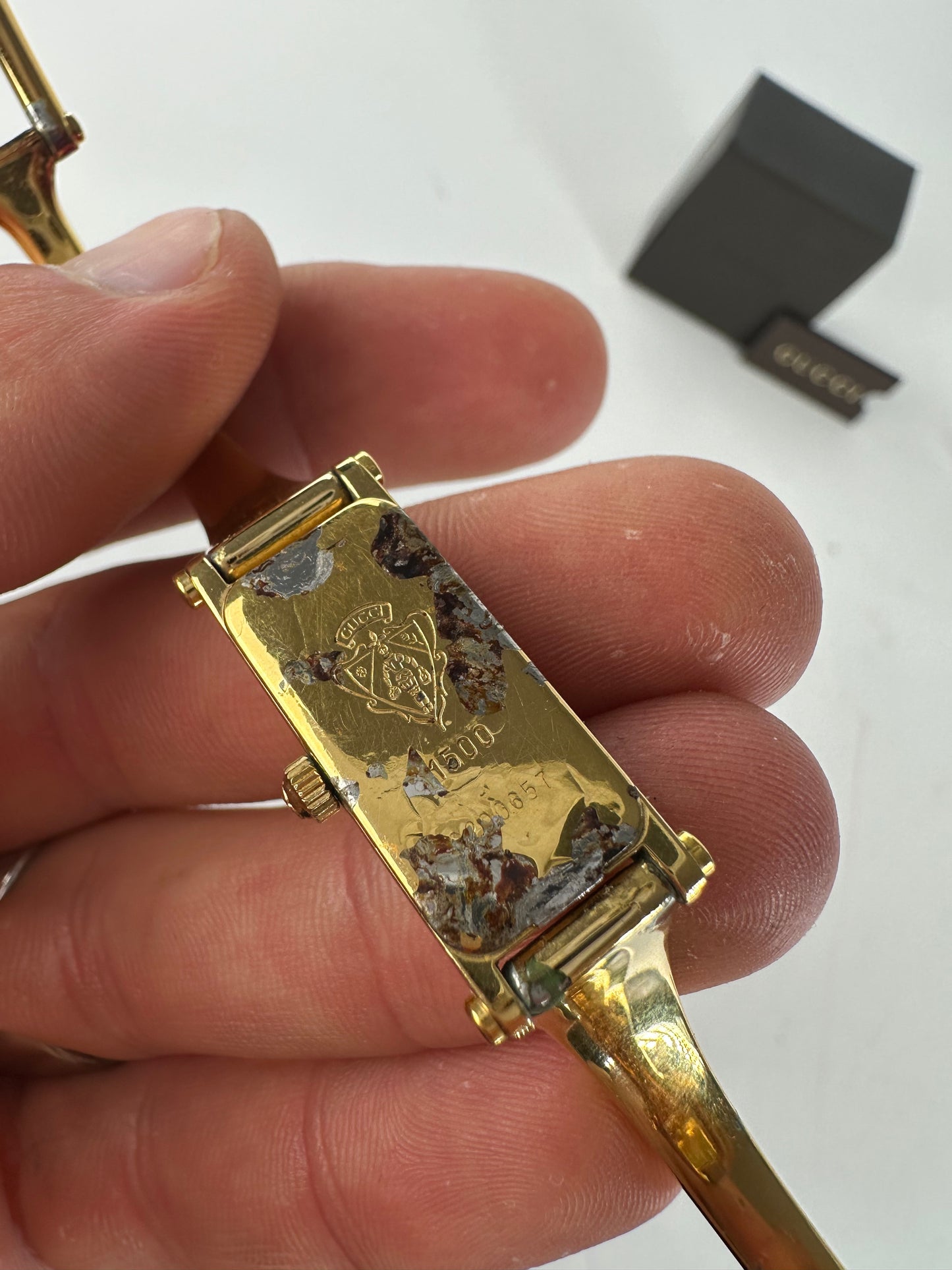 Vintage Gucci 1500L Gold-Plated Horsebit Bangle Quartz Watch