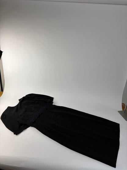 Vintage Chloé Black Dress with Navy Lace Trim M