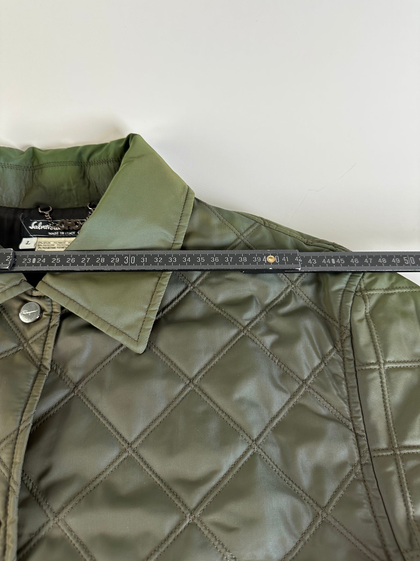 Vintage Ferragamo Nylon Blend Coat Olive Green L