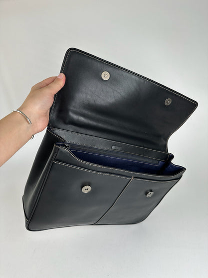 Vintage Issey Miyake Leather Briefcase black