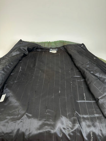 Vintage Ferragamo Nylon Blend Coat Olive Green L