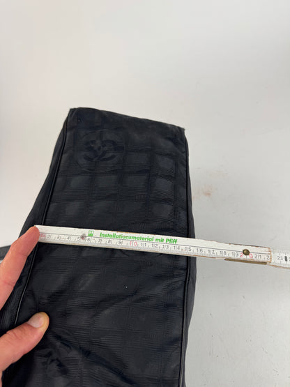 Sac cabas vintage en cuir et toile monogramme Chanel noir