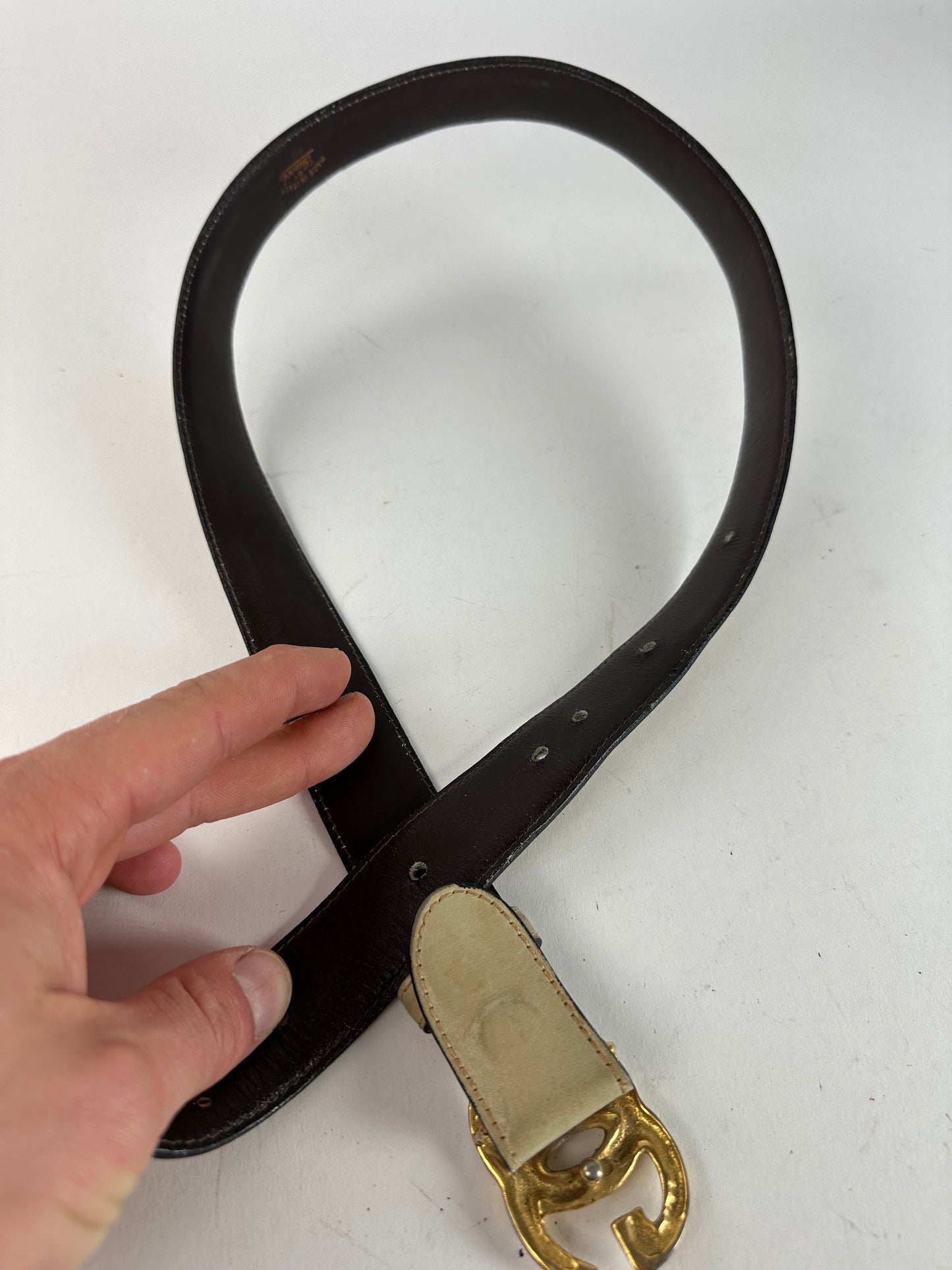 Vintage Gucci GG Leather Belt Grey