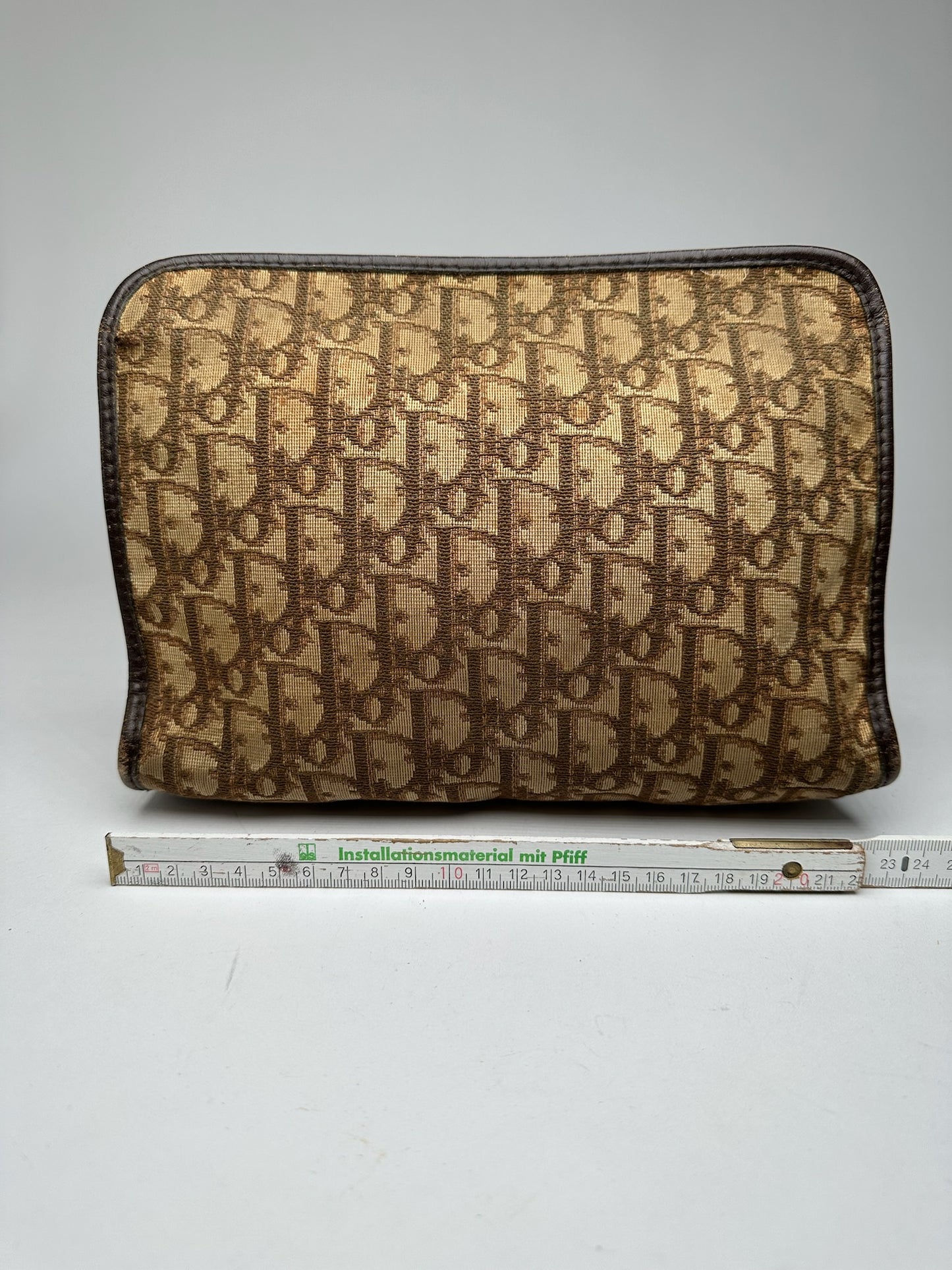 Vintage Dior Monogram Clutch Beige Brown