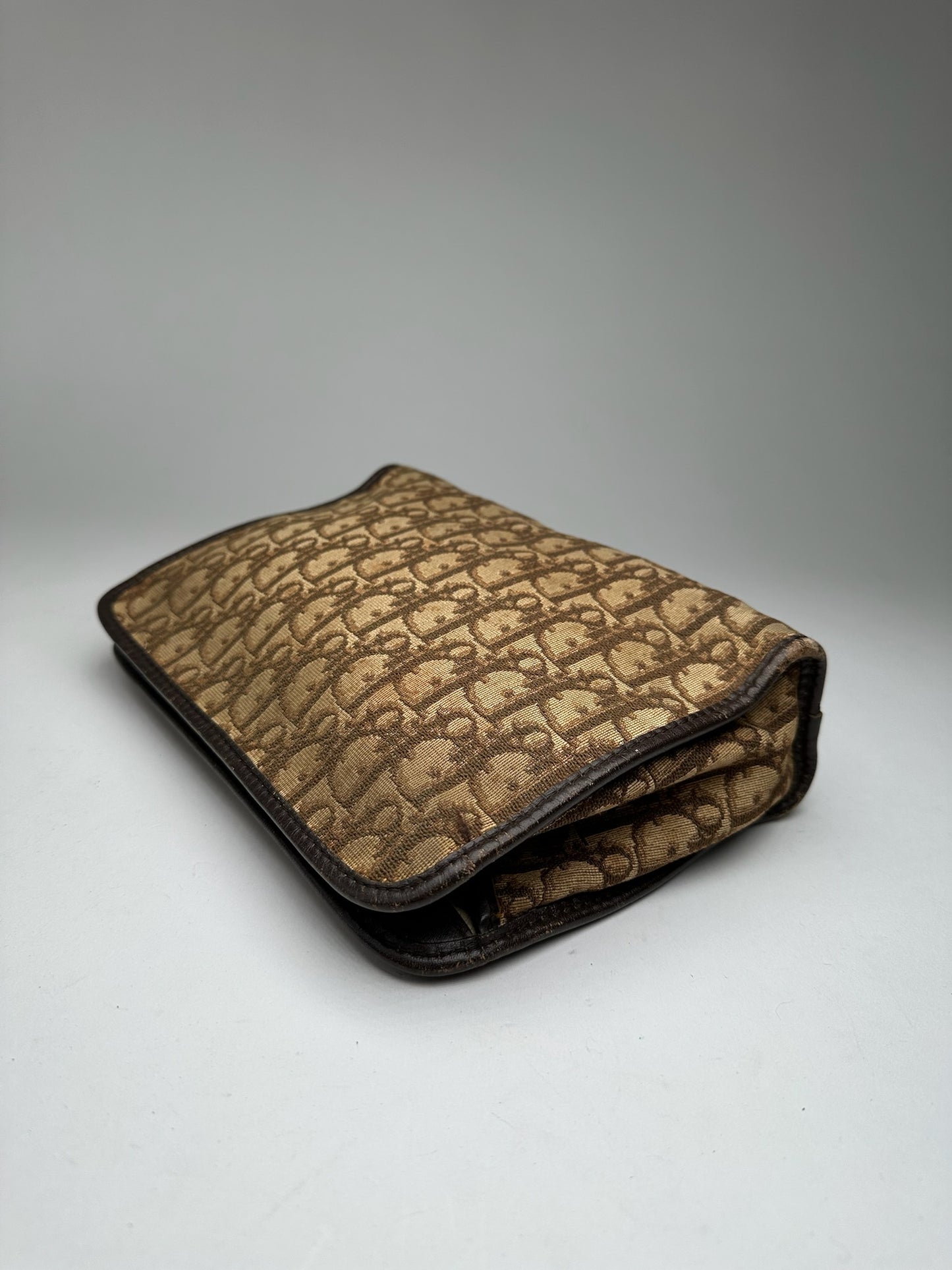 Vintage Dior Monogram Clutch Beige Brown