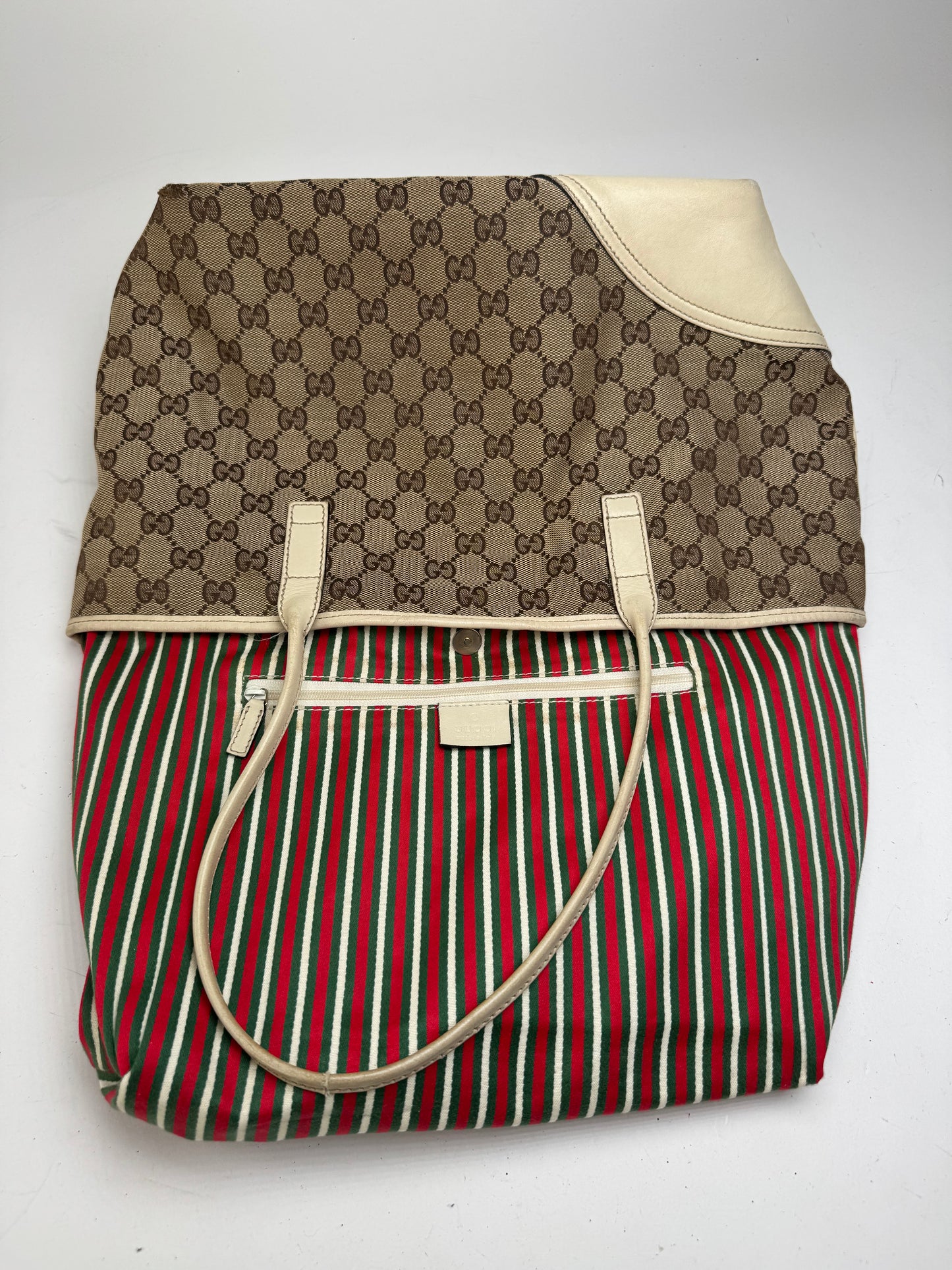 Vintage Gucci Monogram Tote Bag beige white
