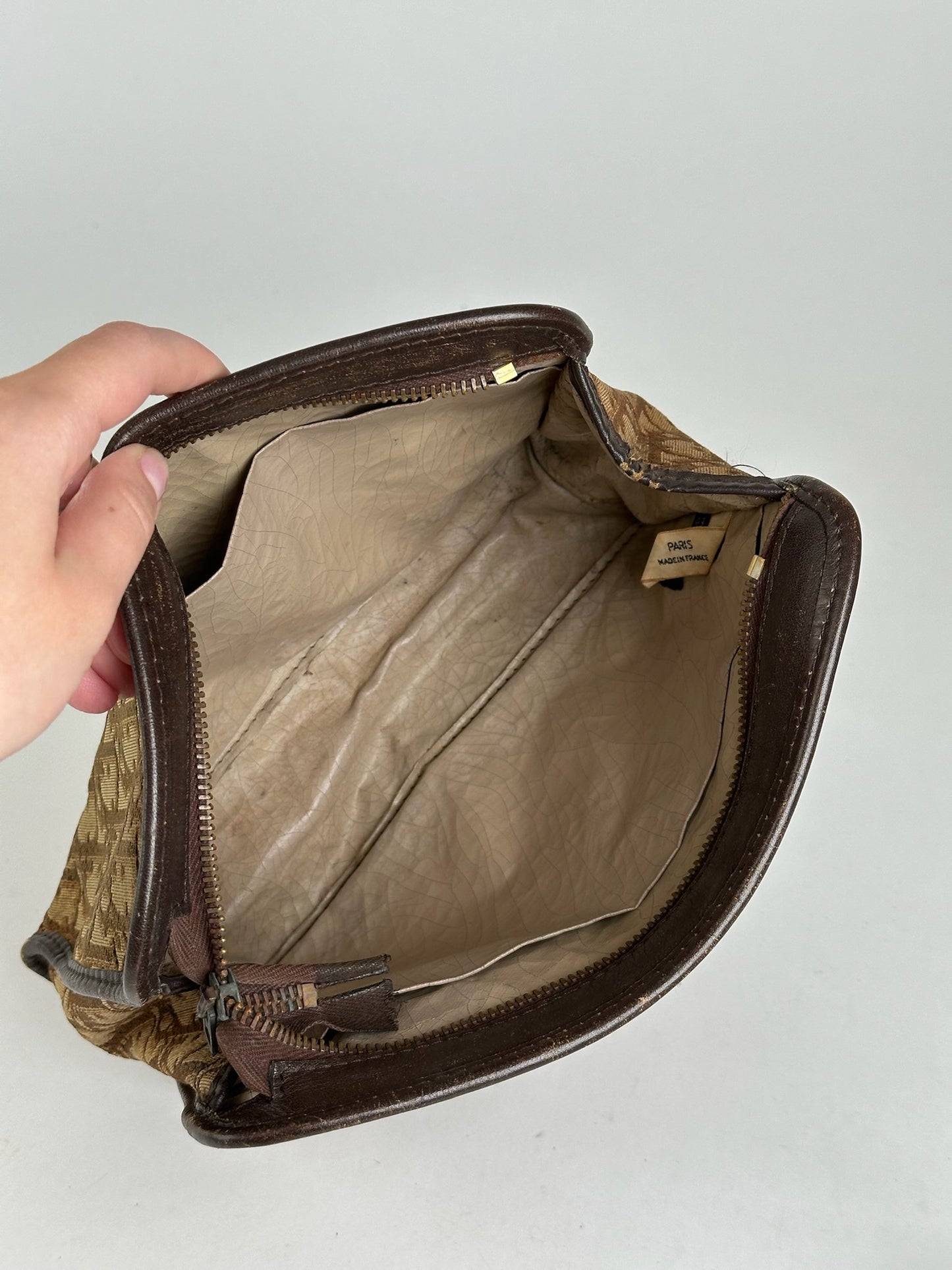 Vintage Dior Monogram Clutch Beige Brown