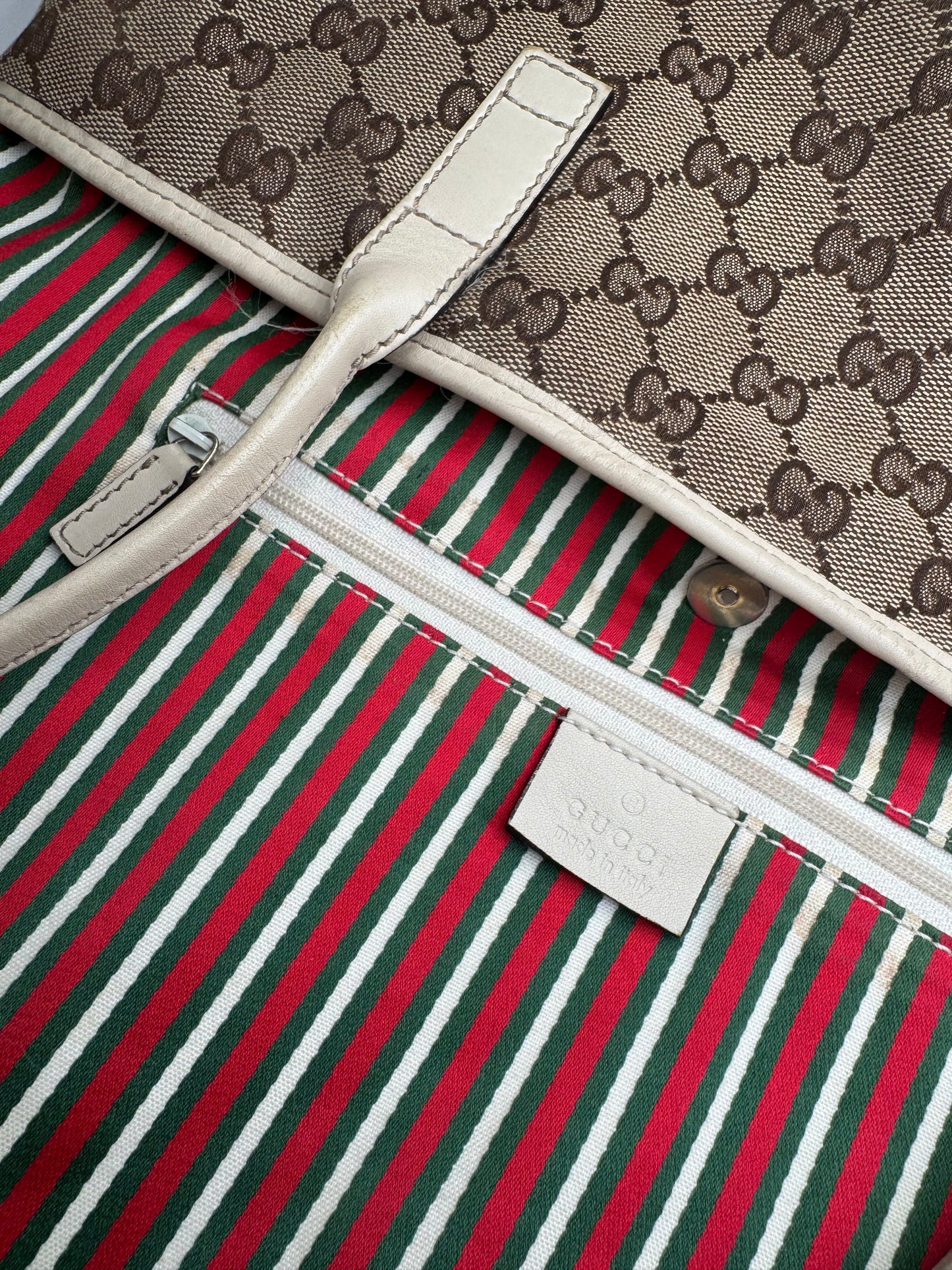 Vintage Gucci Monogram Tote Bag beige white