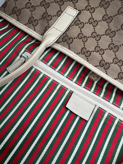 Vintage Gucci Monogram Tote Bag beige white