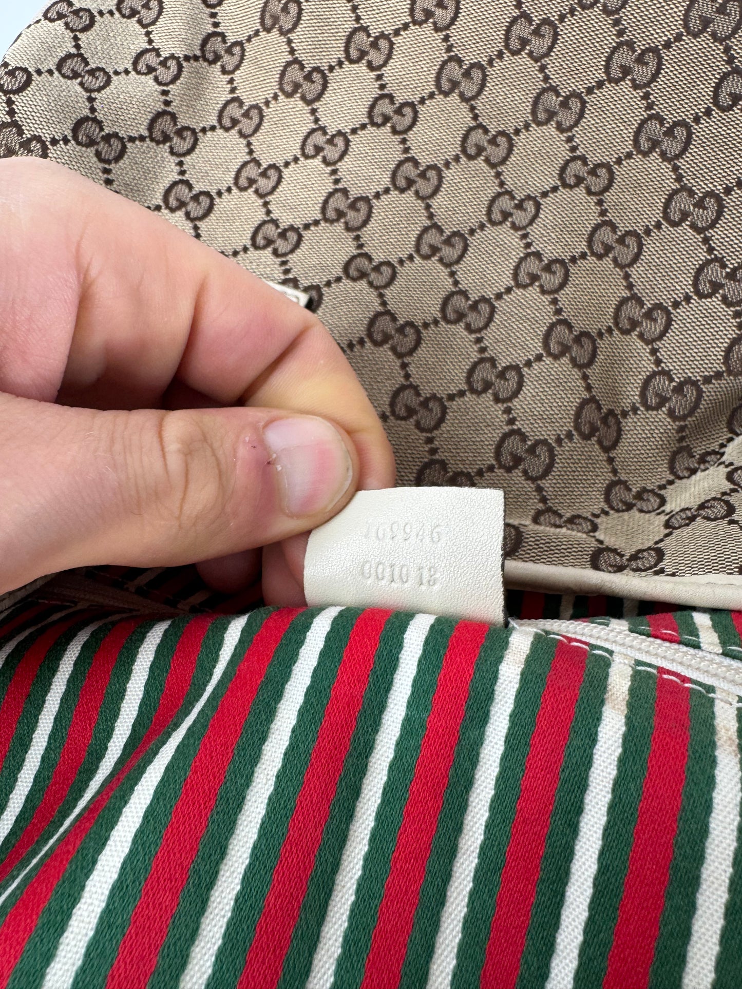 Vintage Gucci Monogram Tote Bag beige white