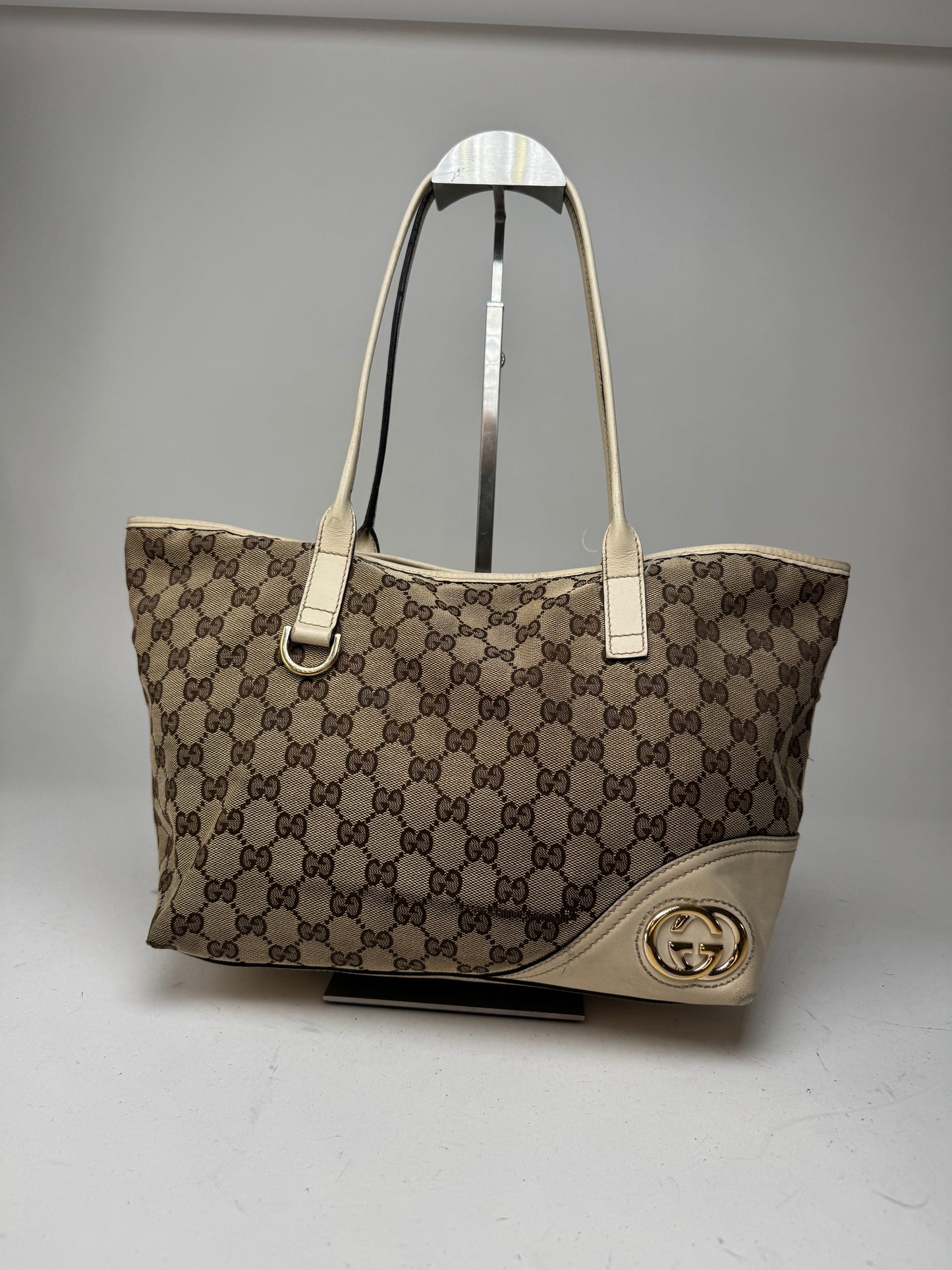Vintage Gucci Monogram Tote Bag beige white