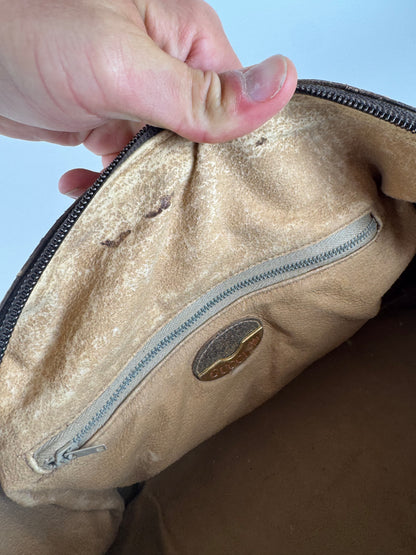 Mini sac Boston vintage en cuir monogramme Gucci Plus marron gris