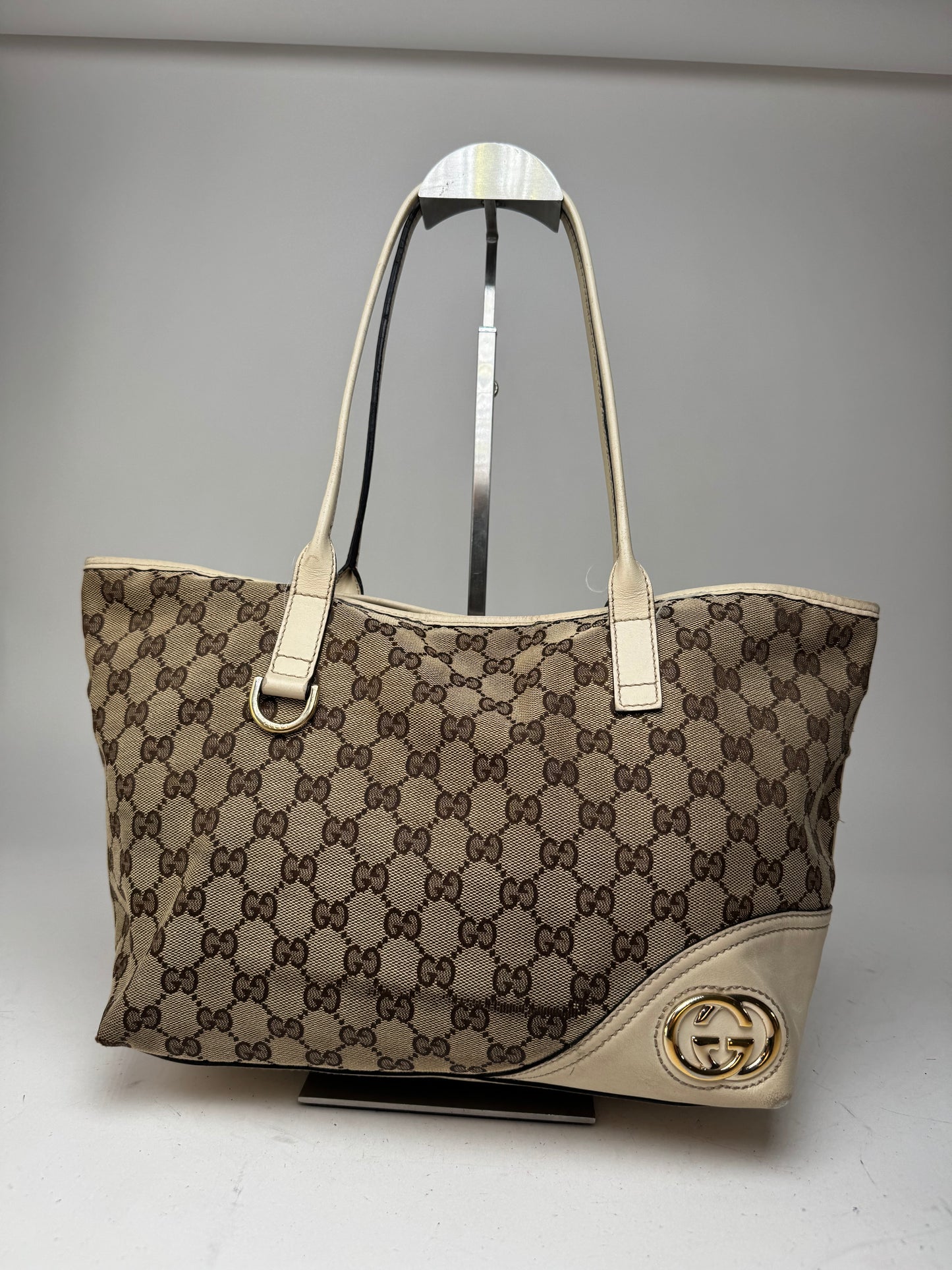 Vintage Gucci Monogram Tote Bag beige white