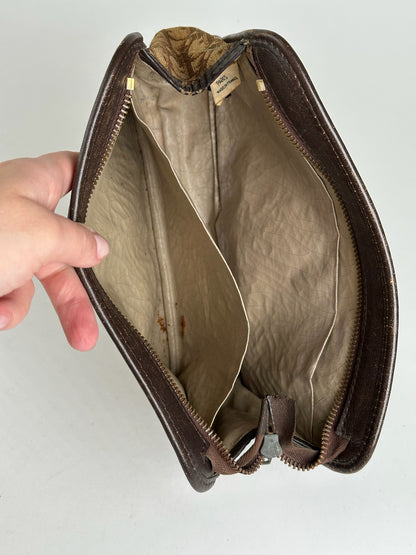 Vintage Dior Monogram Clutch Beige Brown