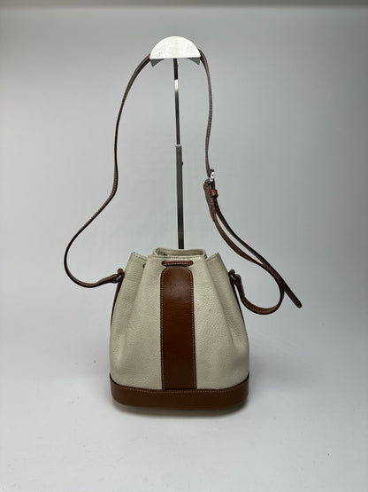 Sac seau vintage en cuir Courreges blanc marron