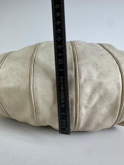 Vintage Armani Grained Leather Shoulder Bag Light Beige