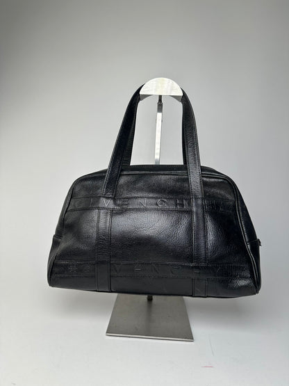 Vintage Givenchy 4G Embossed Leather Bowler Handbag Black