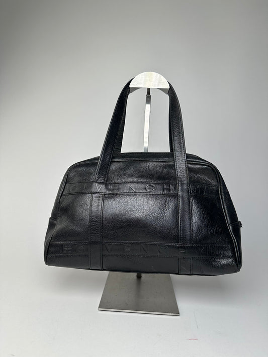 Vintage Givenchy 4G Embossed Leather Bowler Handbag Black