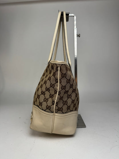 Vintage Gucci Monogram Tote Bag beige white