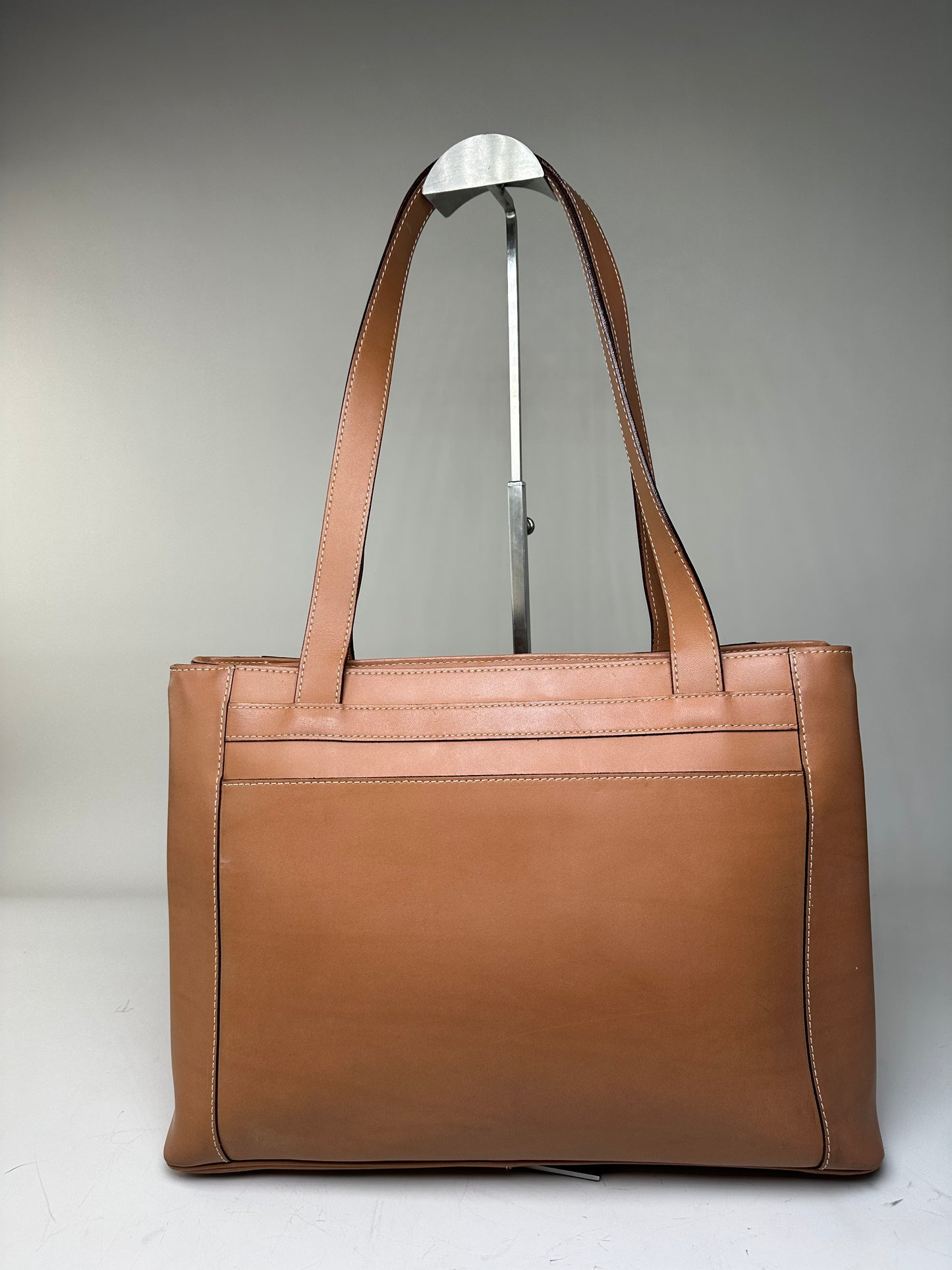 Vintage Courreges Smooth Leather Tote Bag Tan Silver