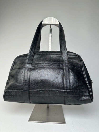 Vintage Givenchy 4G Embossed Leather Bowler Handbag Black