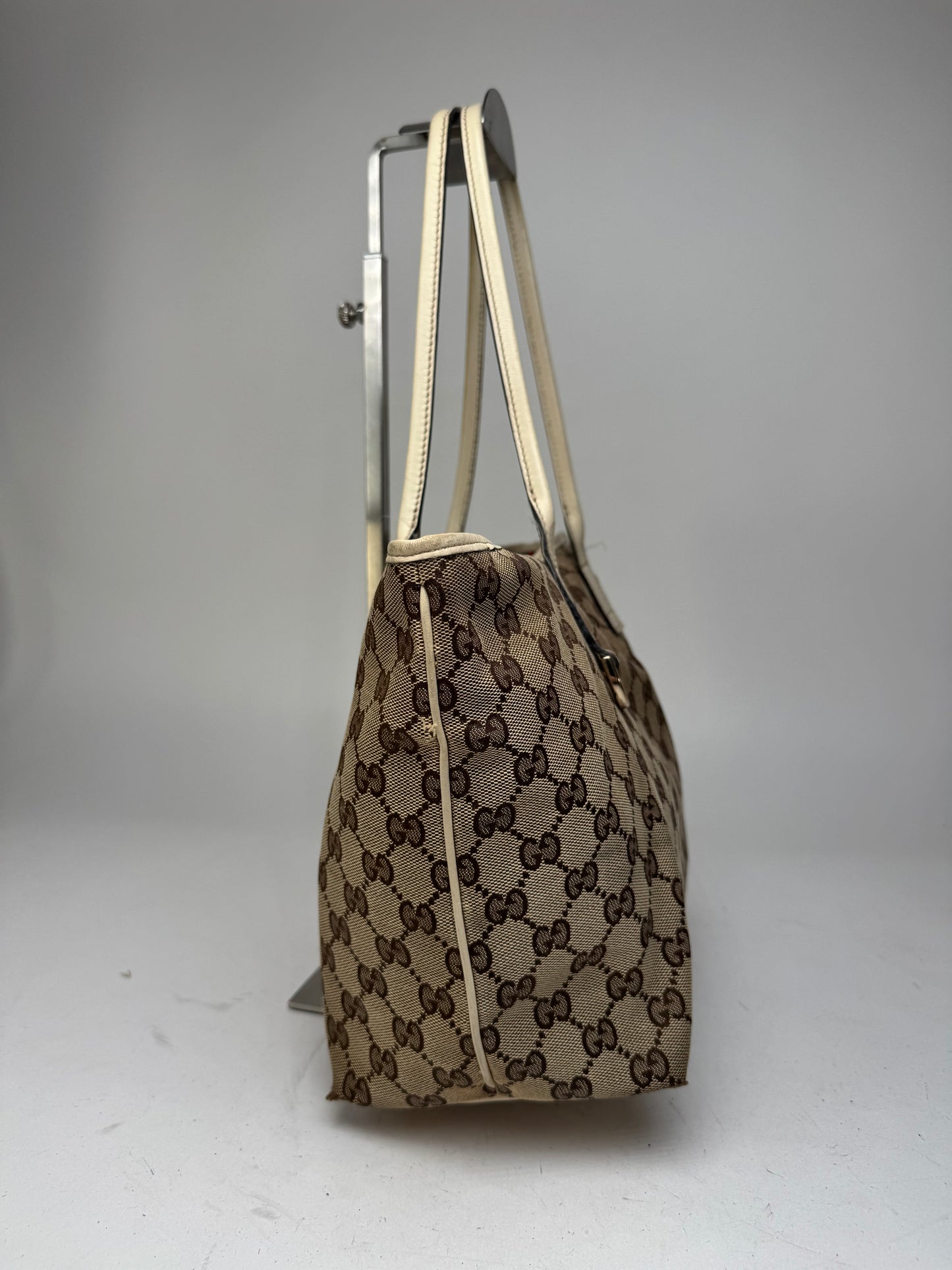 Vintage Gucci Monogram Tote Bag beige white