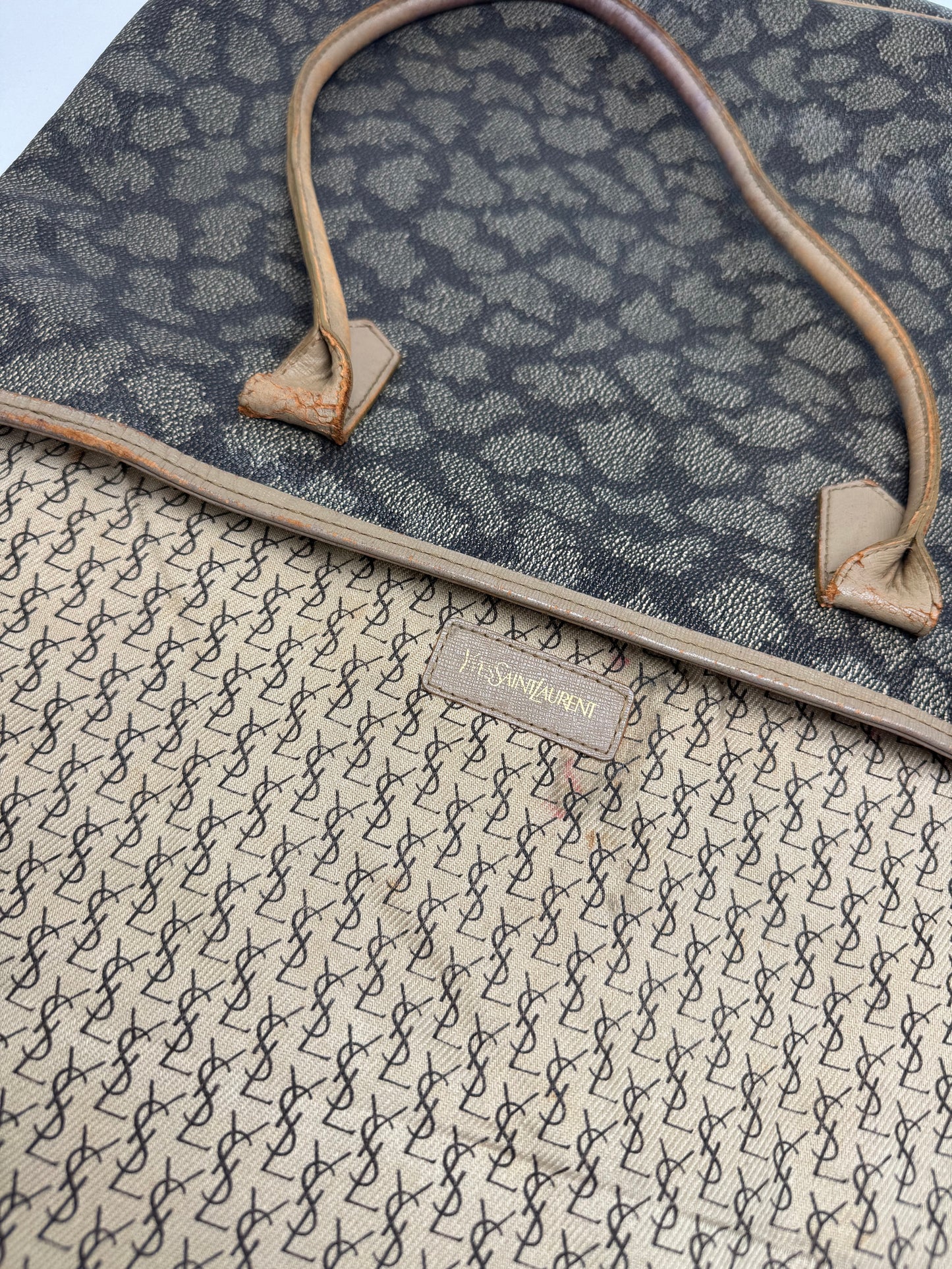 Sacs cabas vintage Yves Saint Laurent en cuir marron noir gris