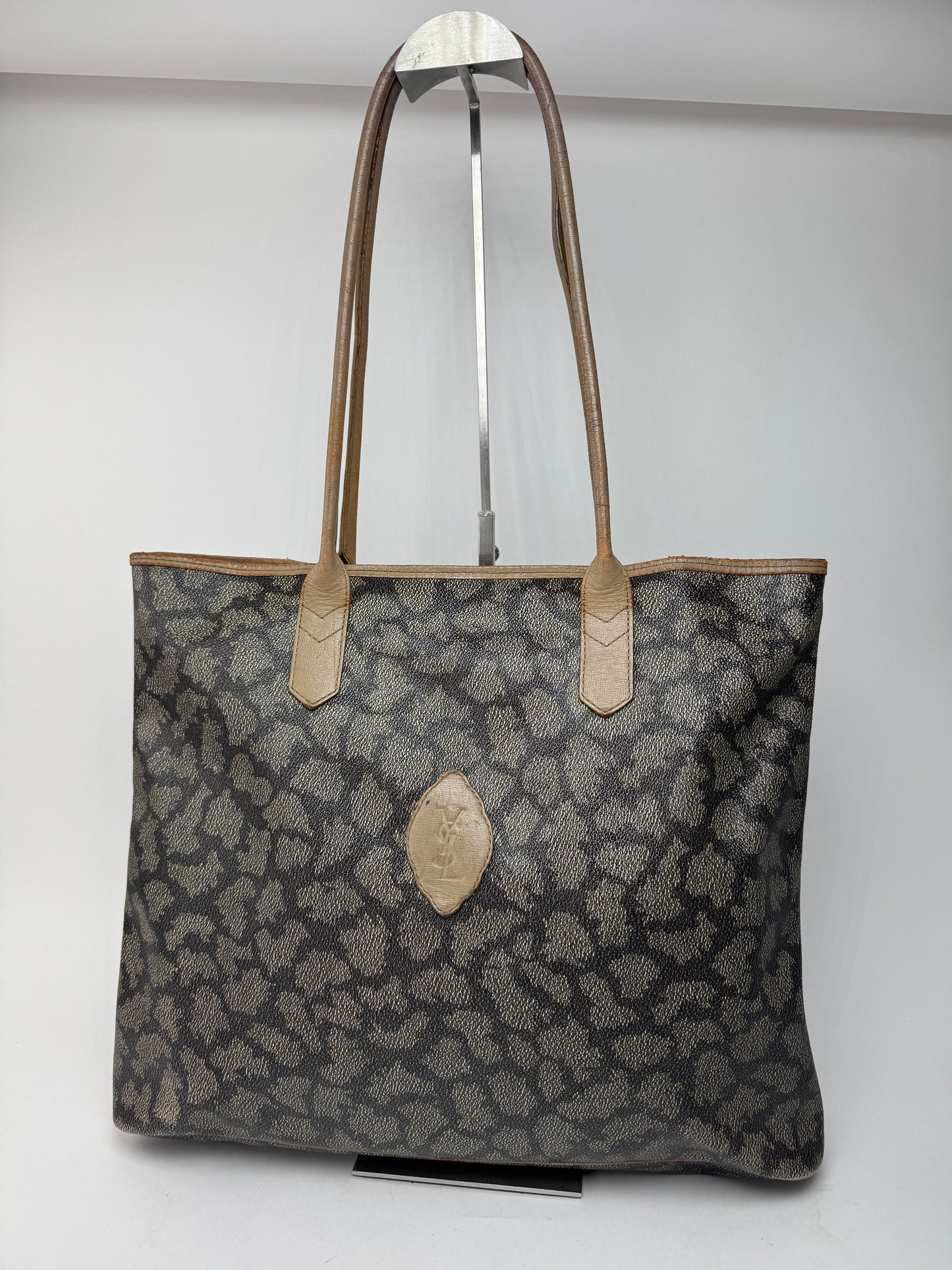 Sacs cabas vintage Yves Saint Laurent en cuir marron noir gris