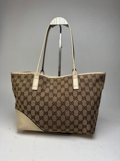 Vintage Gucci Monogram Tote Bag beige white