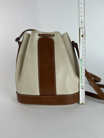 Sac seau vintage en cuir Courreges blanc marron