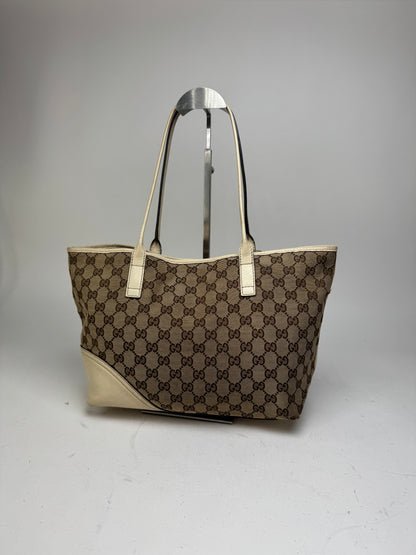 Vintage Gucci Monogram Tote Bag beige white